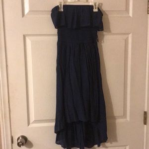 Navy blue strapless dress